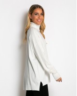 Μπλούζα ψιλό πλεκτό ζιβάγκο ασυμμετρο σε άνετη γραμμή εκρού