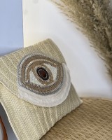 Boho τσαντάκι χειρός με μάτι μπεζ ανοιχτό Boho τσαντάκι χειρός με μάτι μπεζ ανοιχτό