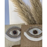 Boho τσαντάκι χειρός με μάτι μπεζ ανοιχτό