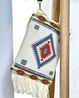 Clutch με έθνικ σχέδια & κρόσσια εκρού-navy