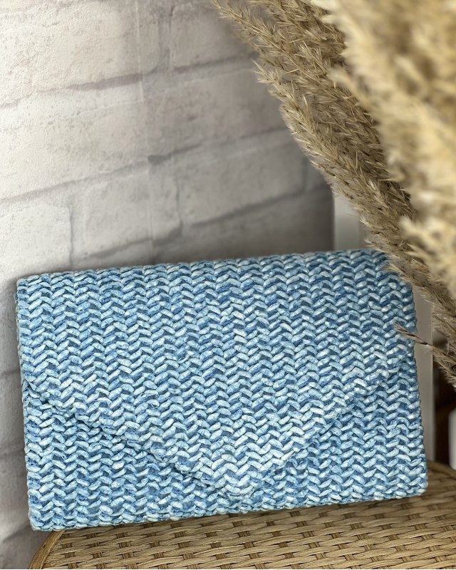 Ψάθινο Clutch γαλάζιο