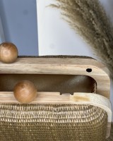 Ψάθινο τσαντάκι με ξύλινη λεπτομέρεια & αλυσίδα ταμπά Ψάθινο τσαντάκι με ξύλινη λεπτομέρεια & αλυσίδα ταμπά