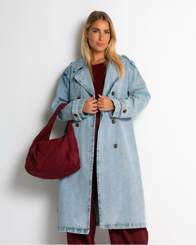 Τσάντα ώμου puffer μπορντό