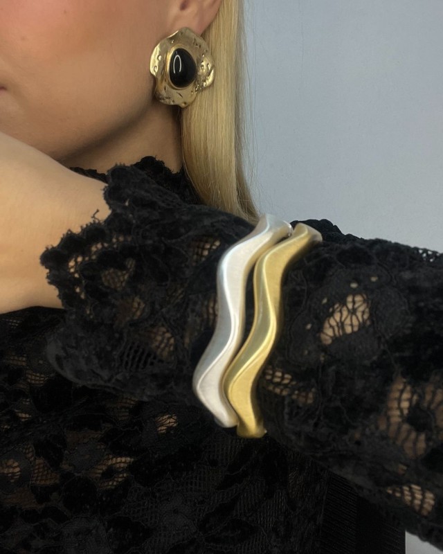 Sculpted Wave Bracelet – Silver