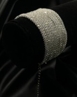 Silver Wide Crystal Cuff Bracelet
