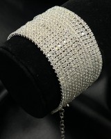 Silver Wide Crystal Cuff Bracelet