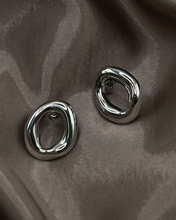 Oval Melt Earrings silver