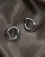 Oval Melt Earrings silver