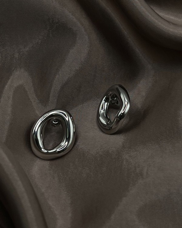 Oval Melt Earrings silver