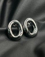 Oval Melt Earrings silver