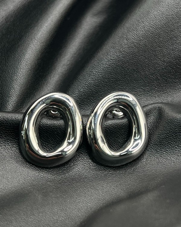 Oval Melt Earrings silver