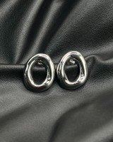 Oval Melt Earrings silver