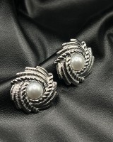 Silver Twisted Pearl Earrings