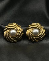 Gold Twisted Pearl Earrings