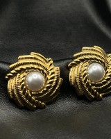 Gold Twisted Pearl Earrings