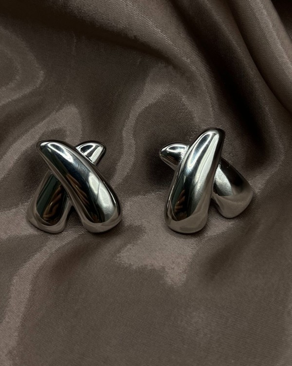 Cross Flow Earrings silver