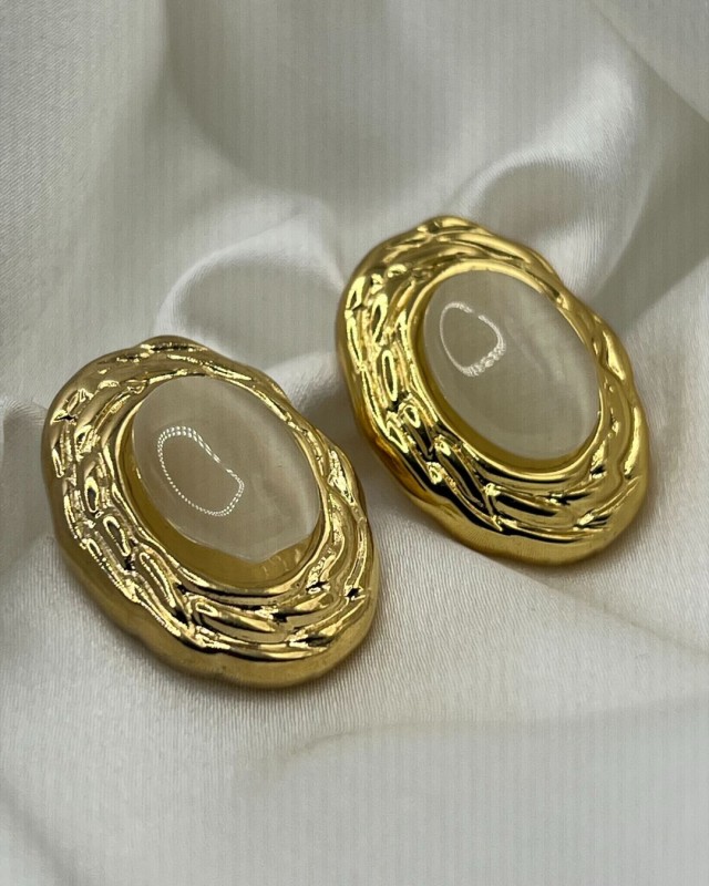 Ivory Oval Earrings