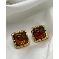 Amber Square Earrings