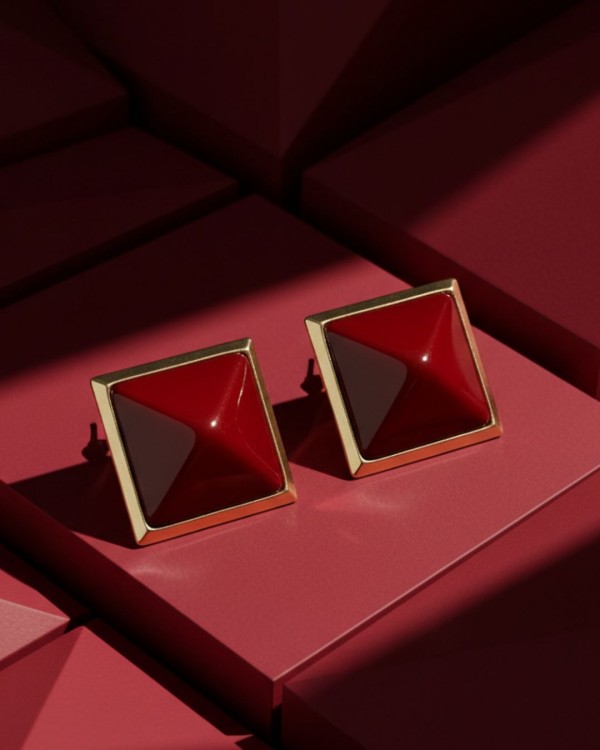 Red Pyramid Earrings