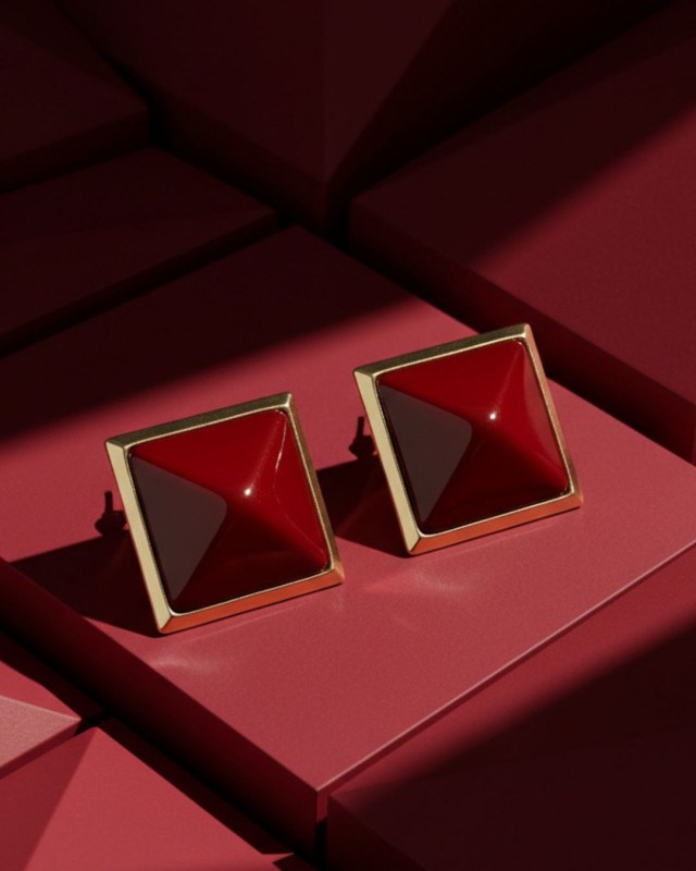 Red Pyramid Earrings