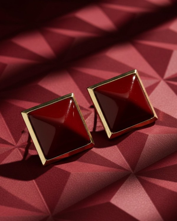 Brown Pyramid Earrings