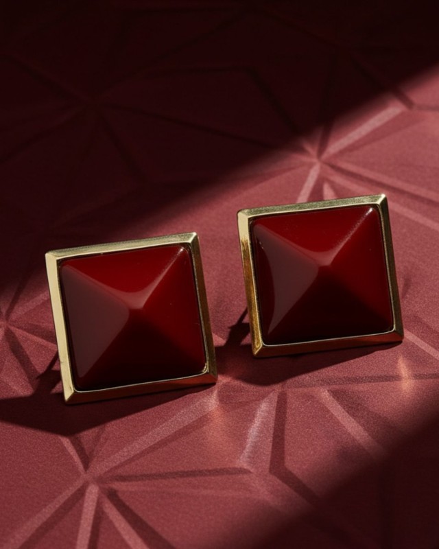 Red Pyramid Earrings
