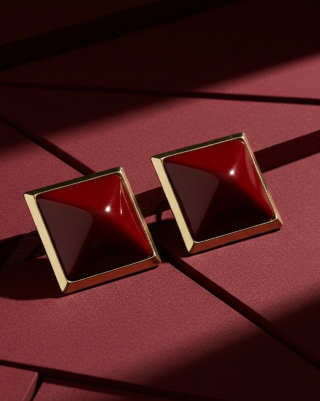 Red Pyramid Earrings