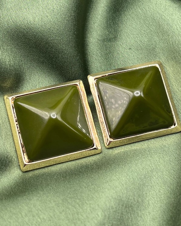 Olive Pyramid Earrings