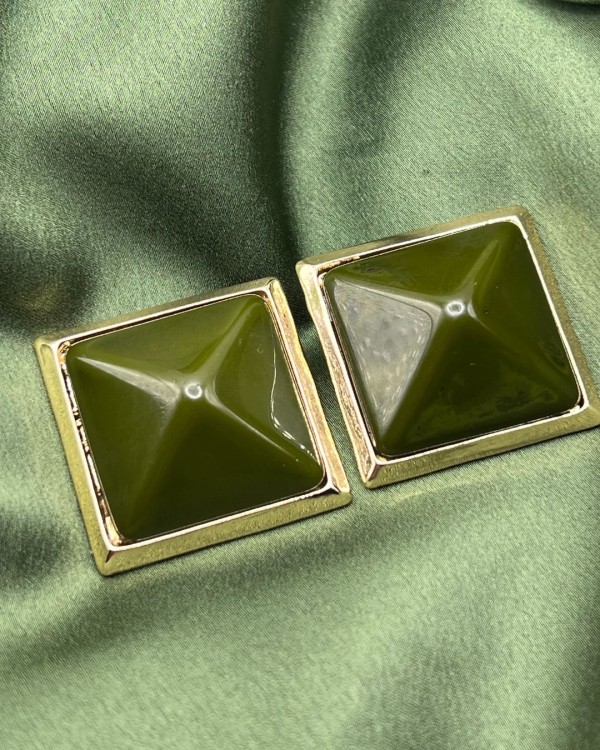 Olive Pyramid Earrings