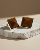 Brown Pyramid Earrings