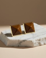 Brown Pyramid Earrings