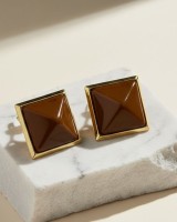 Brown Pyramid Earrings