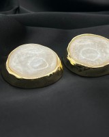 Marble Round Earrings ivory
