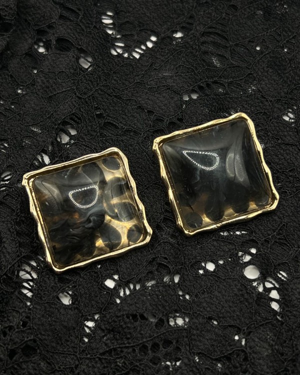 Marble Square Earrings