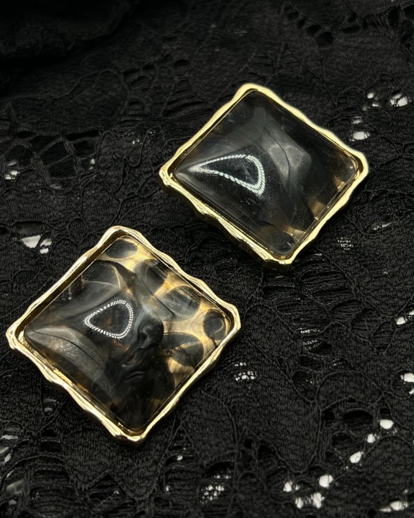 Marble Square Earrings