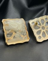 Ivory Marble Square Earrings