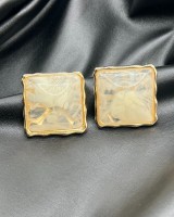 Ivory Marble Square Earrings