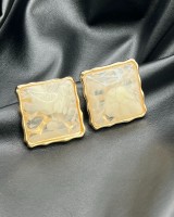 Ivory Marble Square Earrings