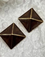 Brown Pyramid Earrings