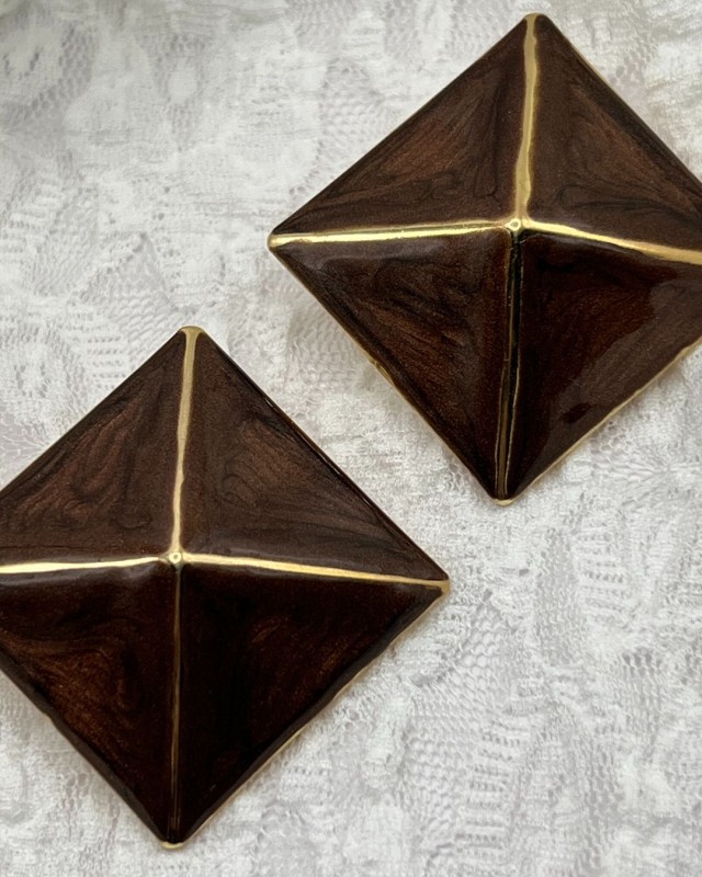 Brown Pyramid Earrings