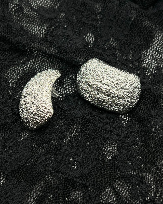 Textured Silver Earrings