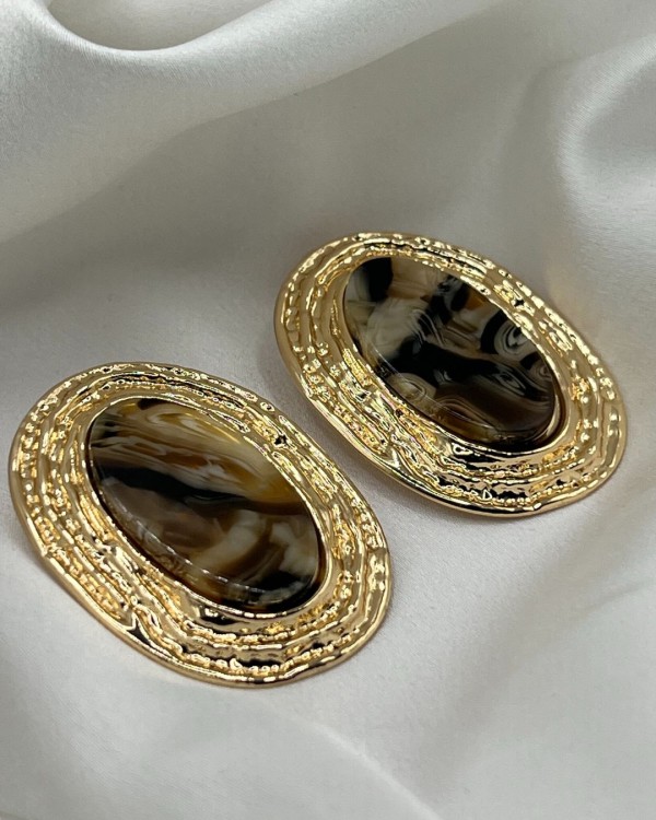 Oval Marble Earrings
