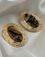 Oval Marble Earrings