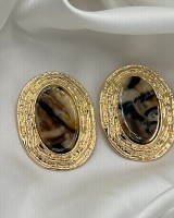 Oval Marble Earrings