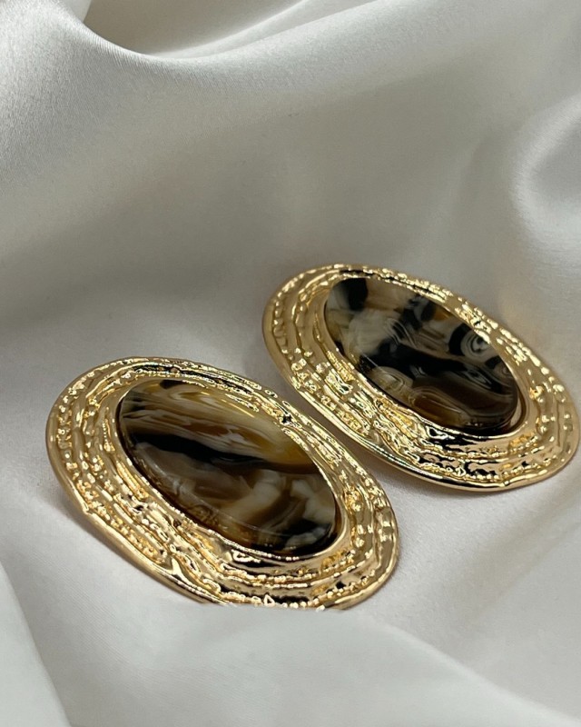 Oval Marble Earrings