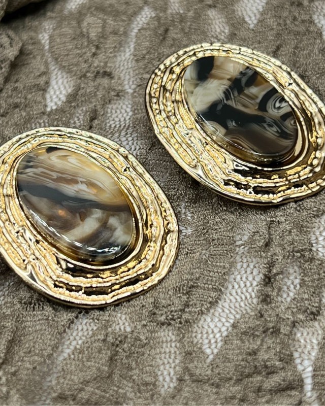 Oval Marble Earrings