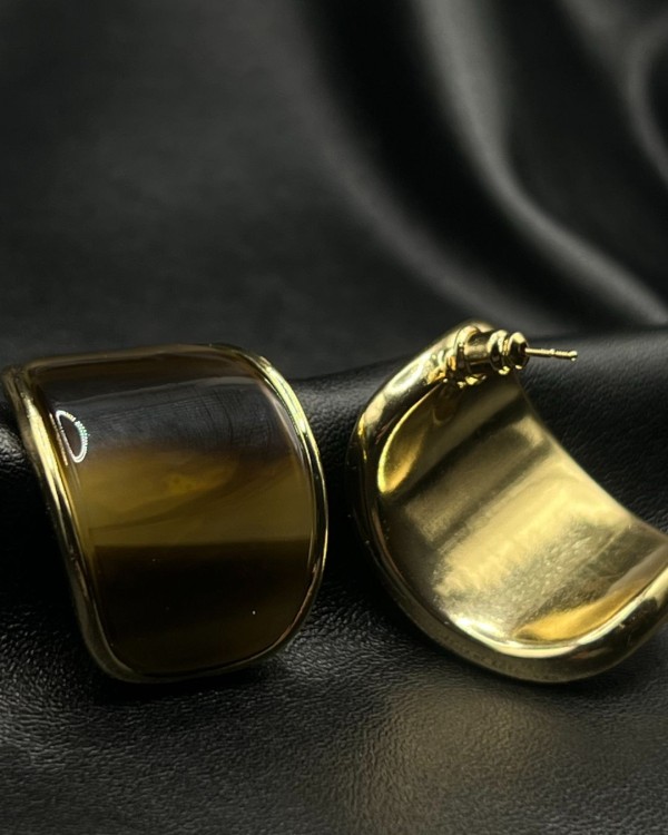 Beige Resin Hoop Earrings