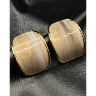 Beige Resin Hoop Earrings