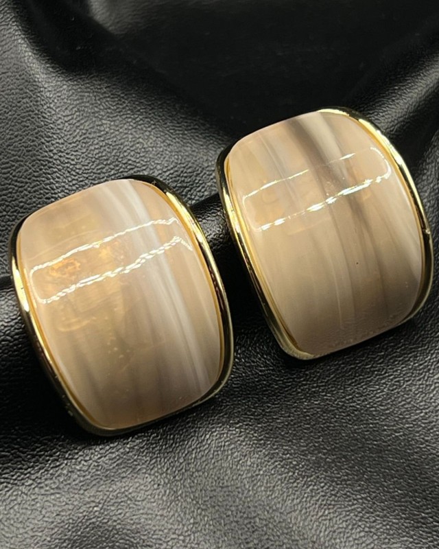 Beige Resin Hoop Earrings