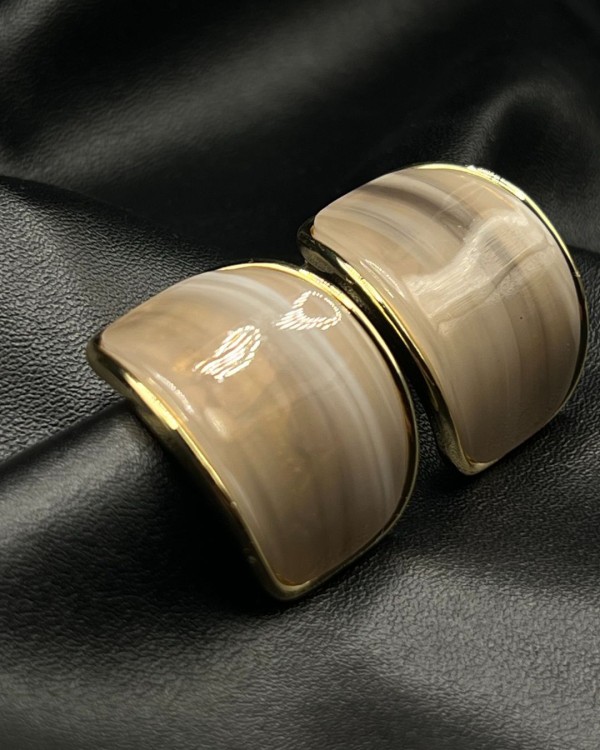 Beige Resin Hoop Earrings